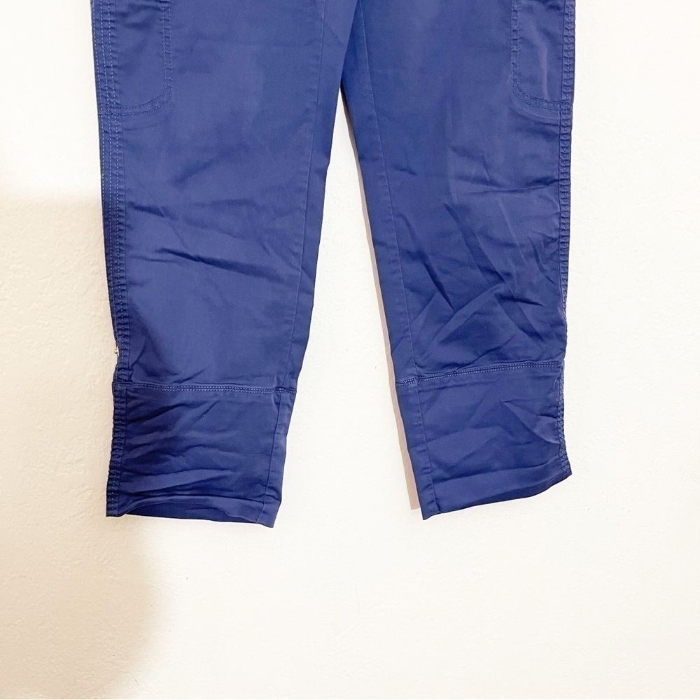 Chico’s Roll Tab Cuff Crop Cargo Pants Women Size 00 Blue Pockets - Picture 7 of 12